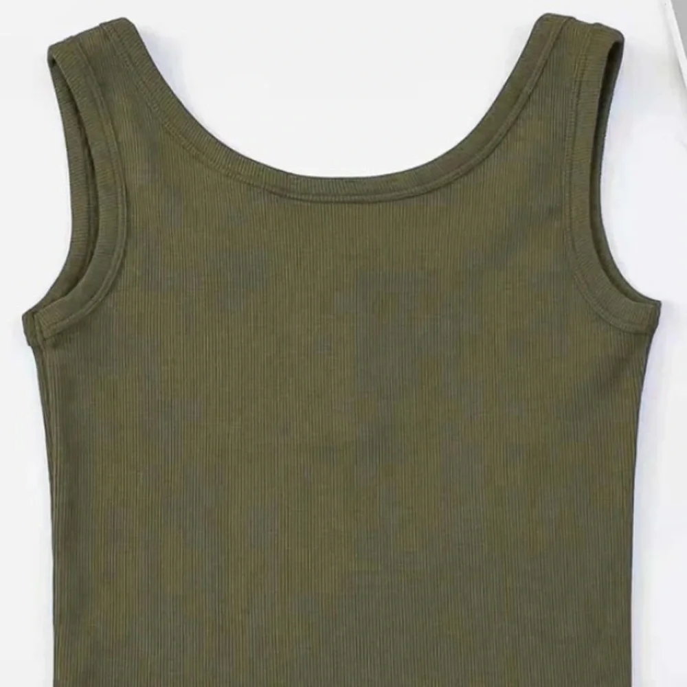 SHEIN Solid Button Rib-Knit Tank Top - Picture 2 of 4